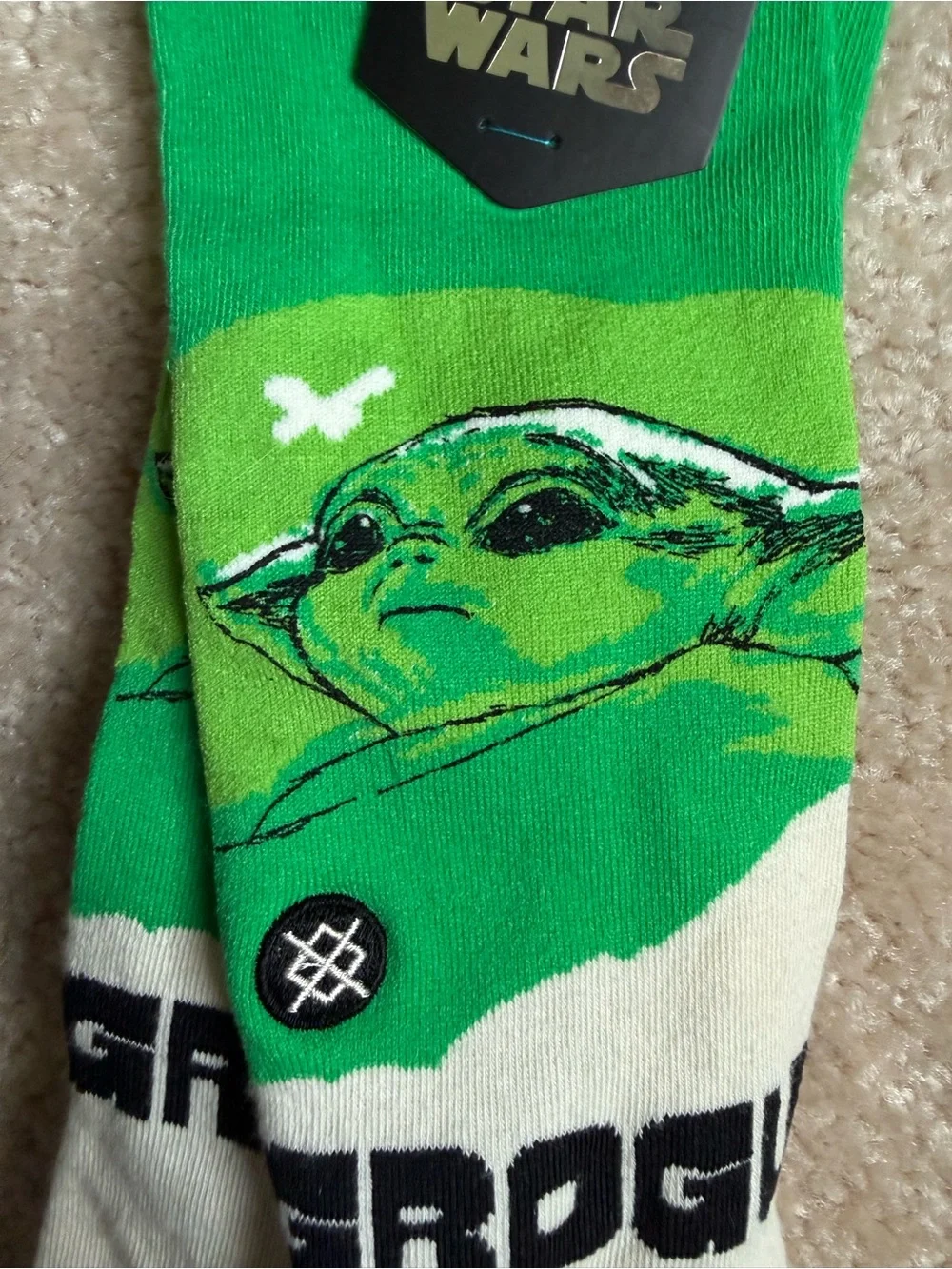 Stance The Mandalorian Grogu Green and Cream Crew Socks